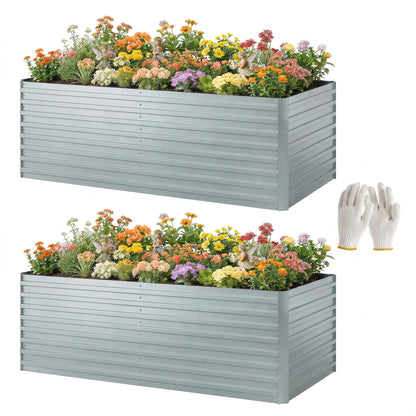 Raised Garden Bed Galvanized Steel 180 cm, Set of 2