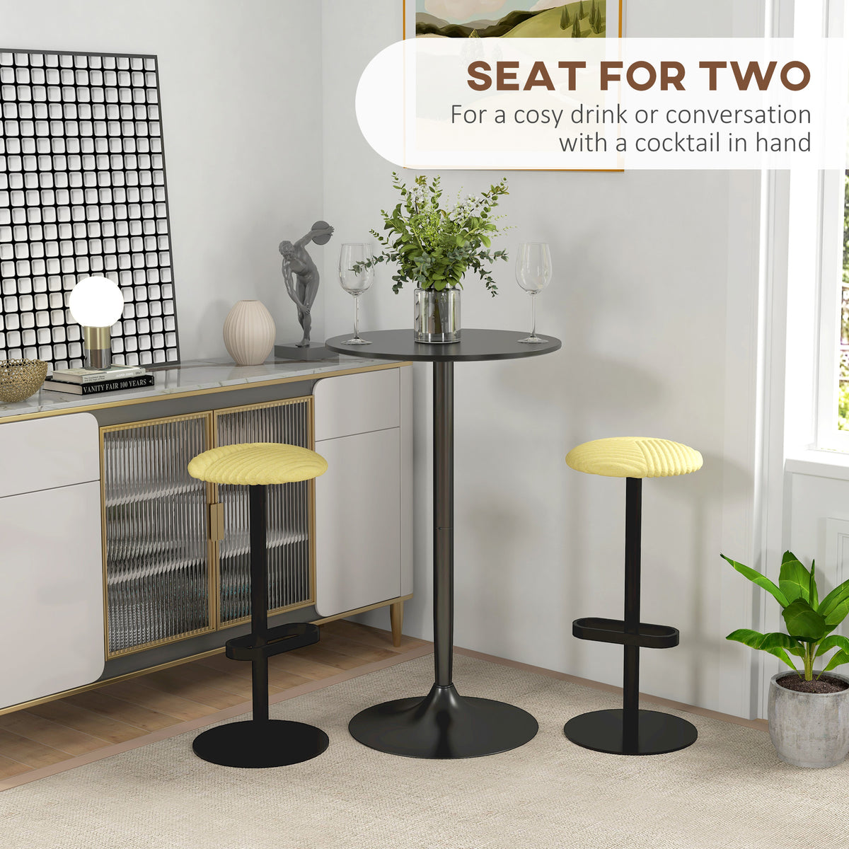 Modern Round High Top Bar Table — Bistro for 2