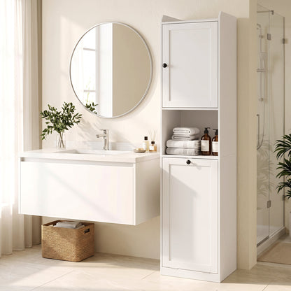Mueble de almacenamiento estrecho para baño con cesta
