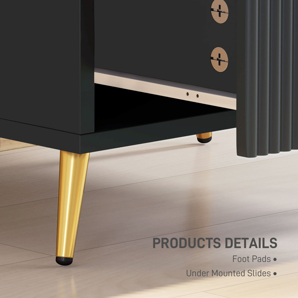 Nightstand with 2 Drawers and Metal Legs