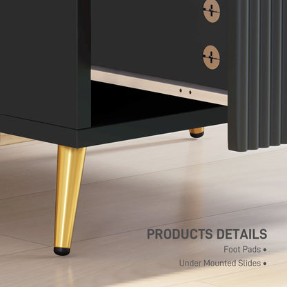 Nightstand with 2 Drawers and Metal Legs