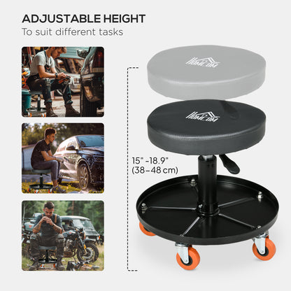 Shop Stool Pneumatic Adjustable Mechanic with Tool Tray Wheels