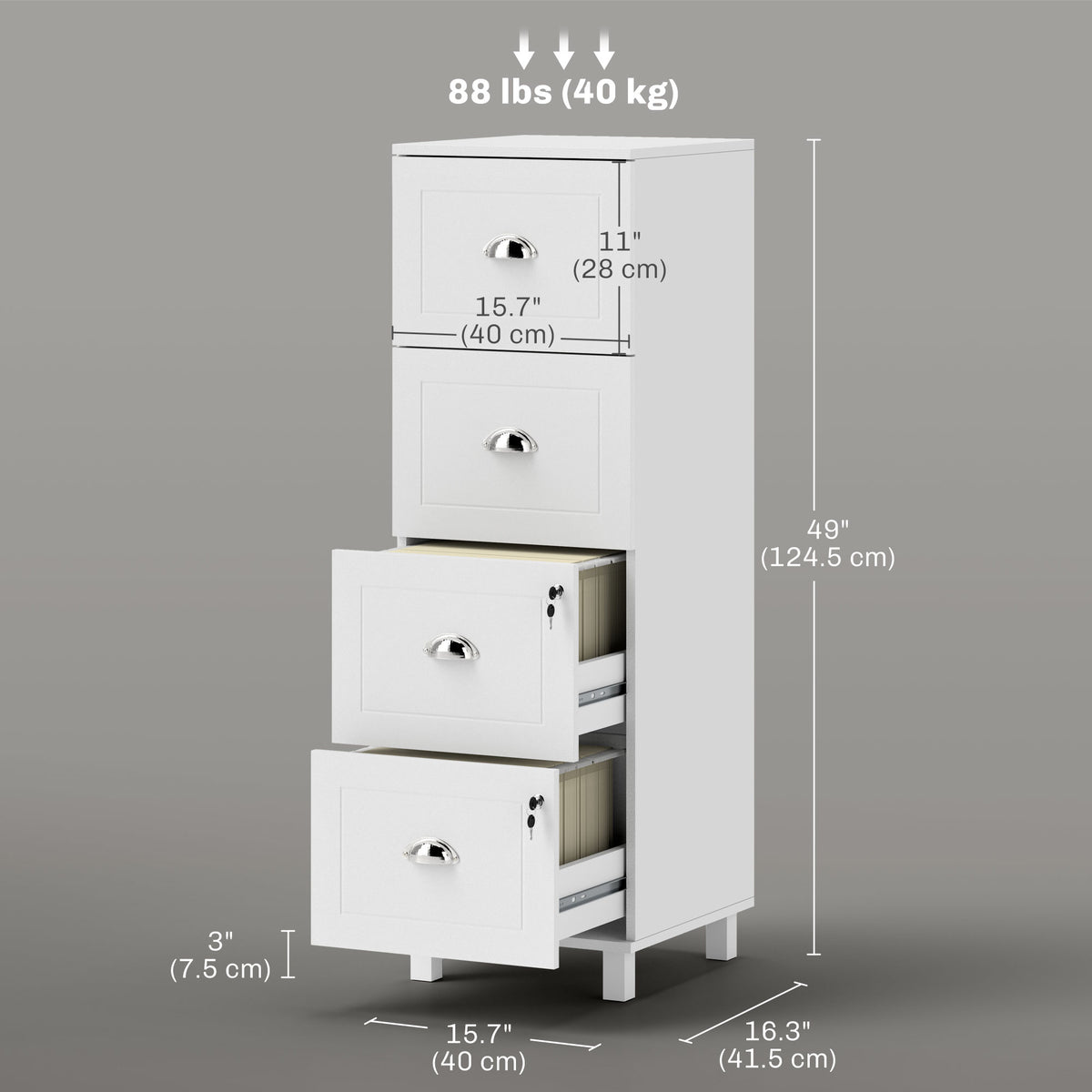 4-drawer office file cabinet with lock