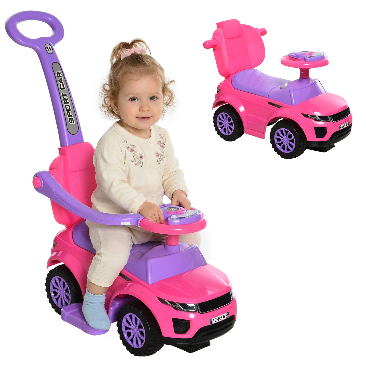 3-in-1 Toddler Push Ride-On Car
