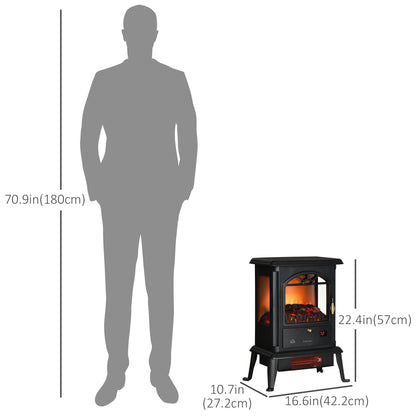 3D Infrared Electric Fireplace Stove — Black
