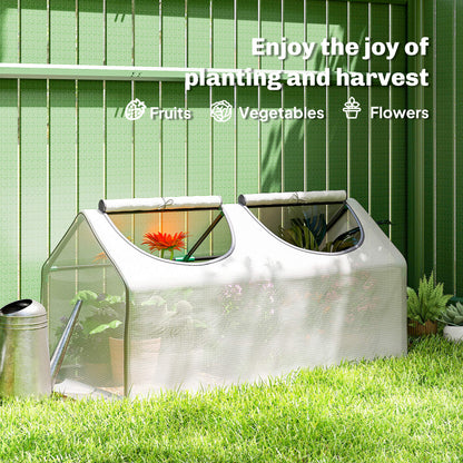 Portable mini tunnel greenhouse steel PE 120 cm