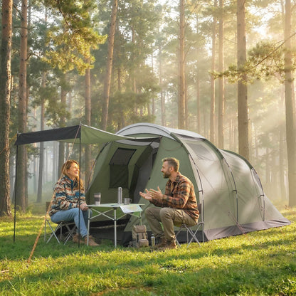 Two-Room Waterproof Tunnel Tent for 3-4 People