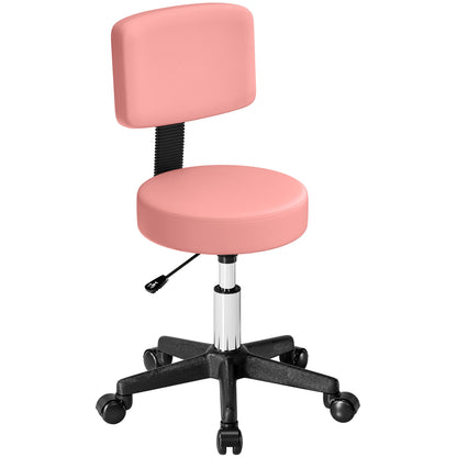 Rolling Stool with Backrest and Wheels — PU Leather