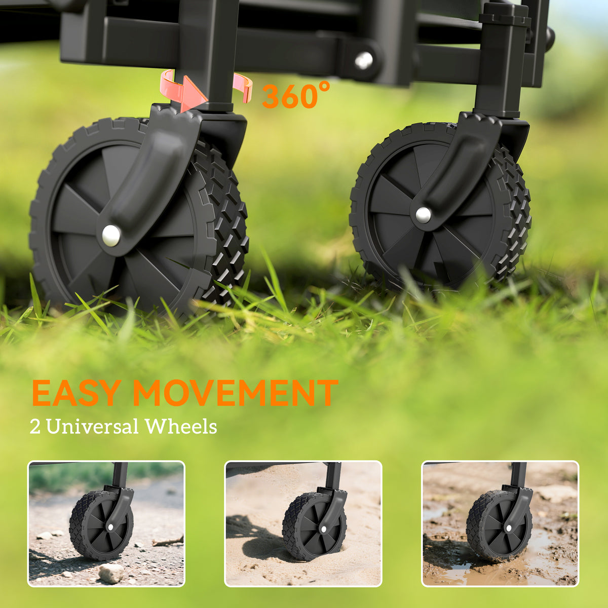 Collapsible garden cart 62 L — black
