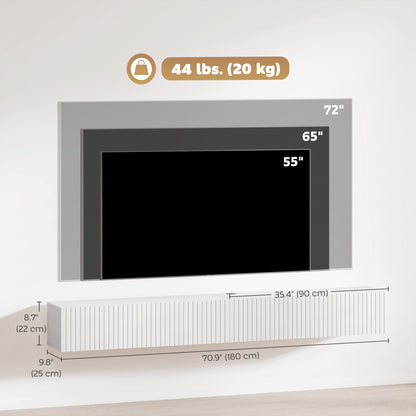 Mueble de TV suspendido con puertas acanaladas 180 cm