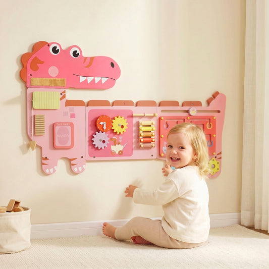 Montessori Busy Board Wall-Mounted Dinosaur Theme
