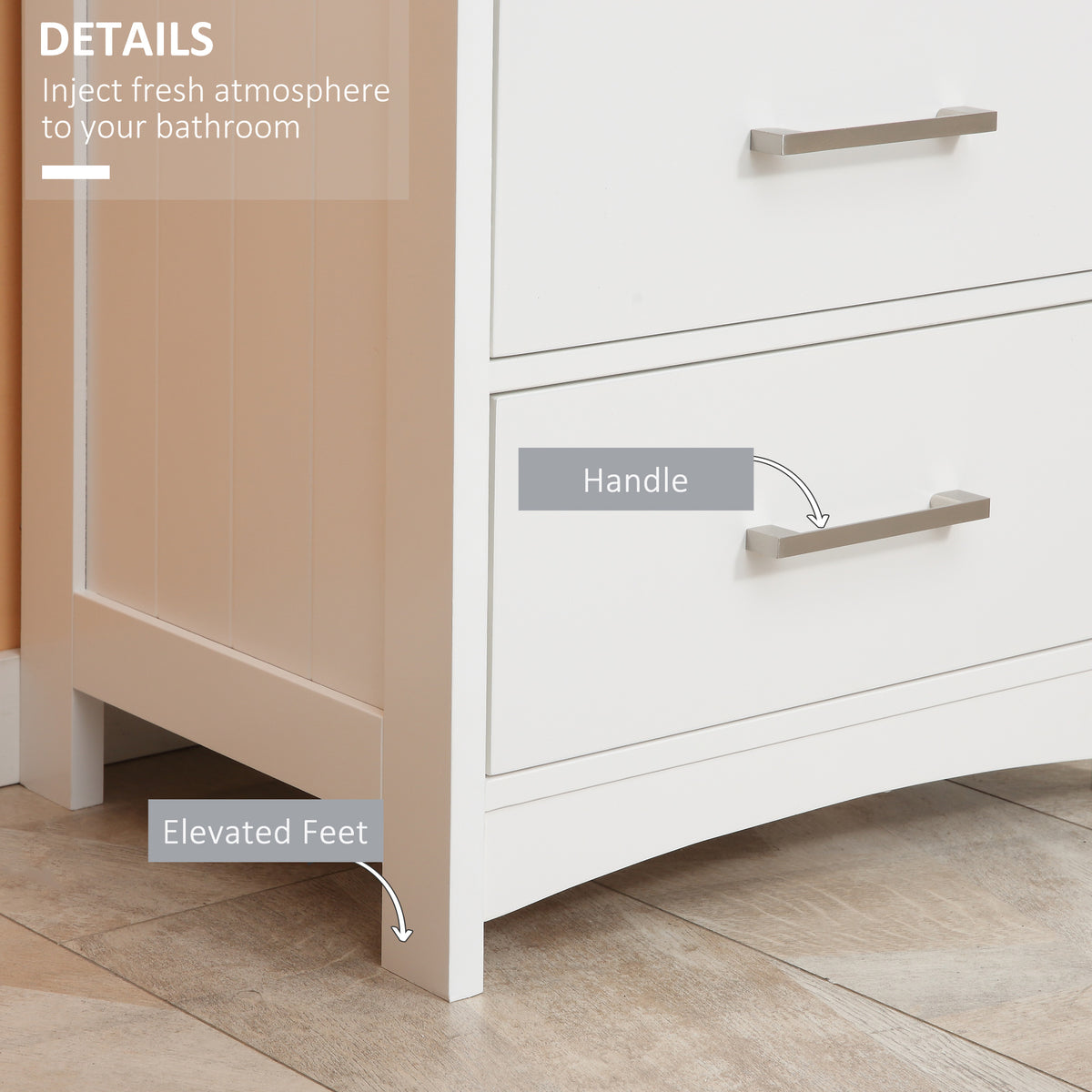 Narrow Bathroom Floor Cabinet with 3 Drawers
