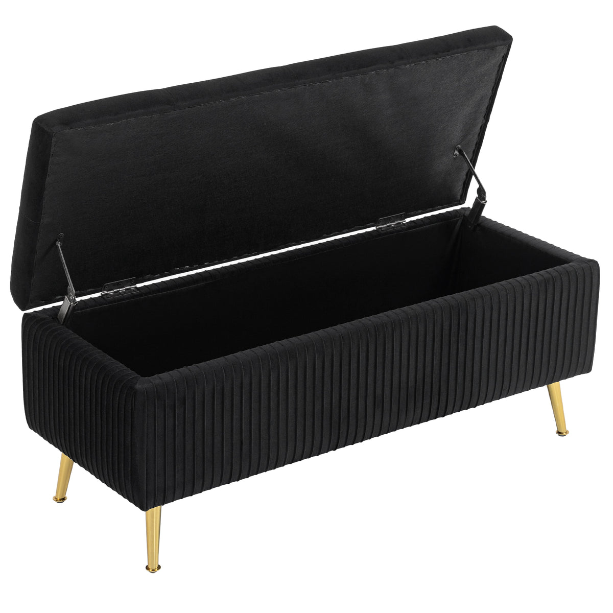 Banco baúl acolchado con patas doradas 109 cm