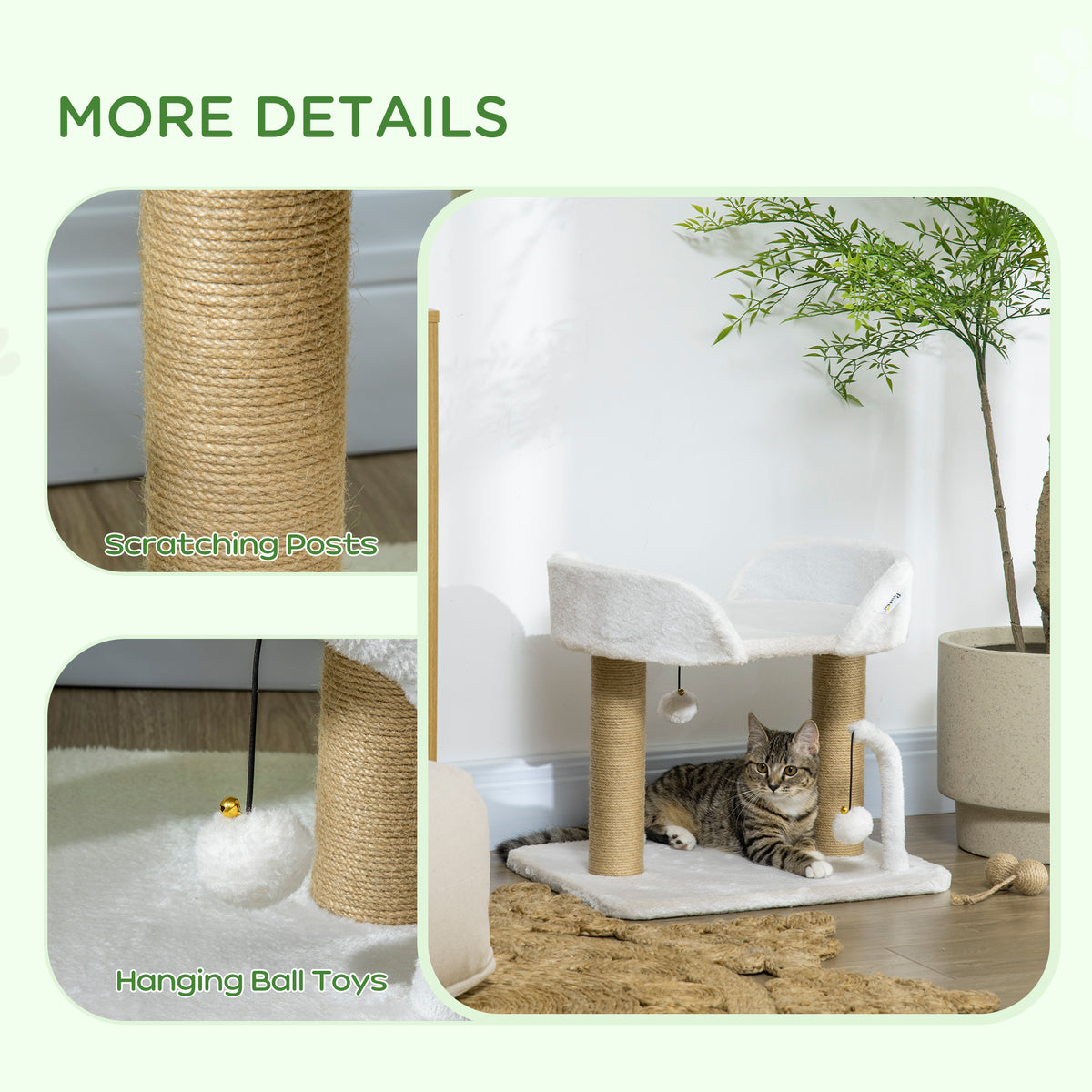 Árbol para gatos compacto con rascadores de yute