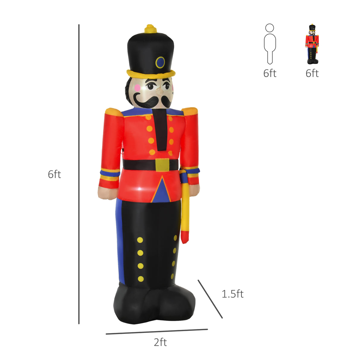 Soldado cascanueces inflable de Navidad de 244 cm con LED