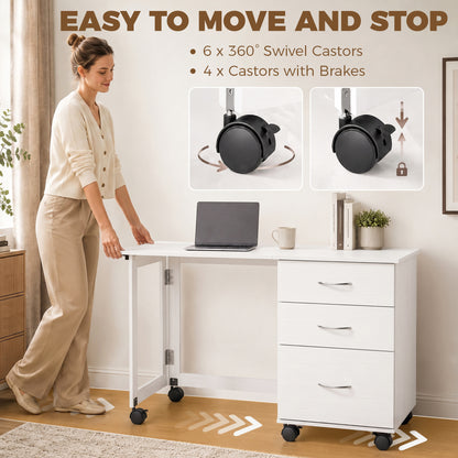 Escritorio plegable para ordenador con almacenamiento y ruedas