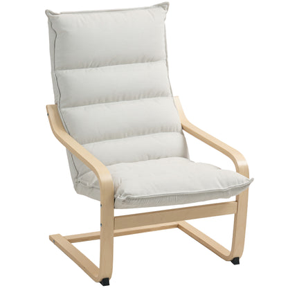 High-Back Velvet Accent Armchair Curved Birch Legs