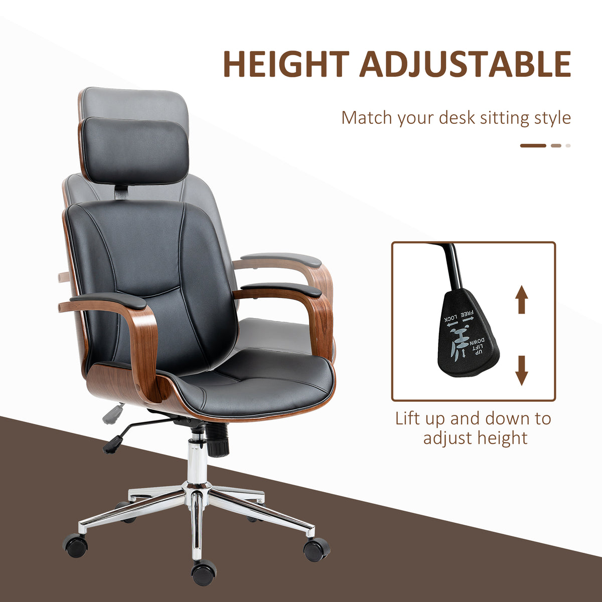 Silla de oficina ergonómica de cuero sintético