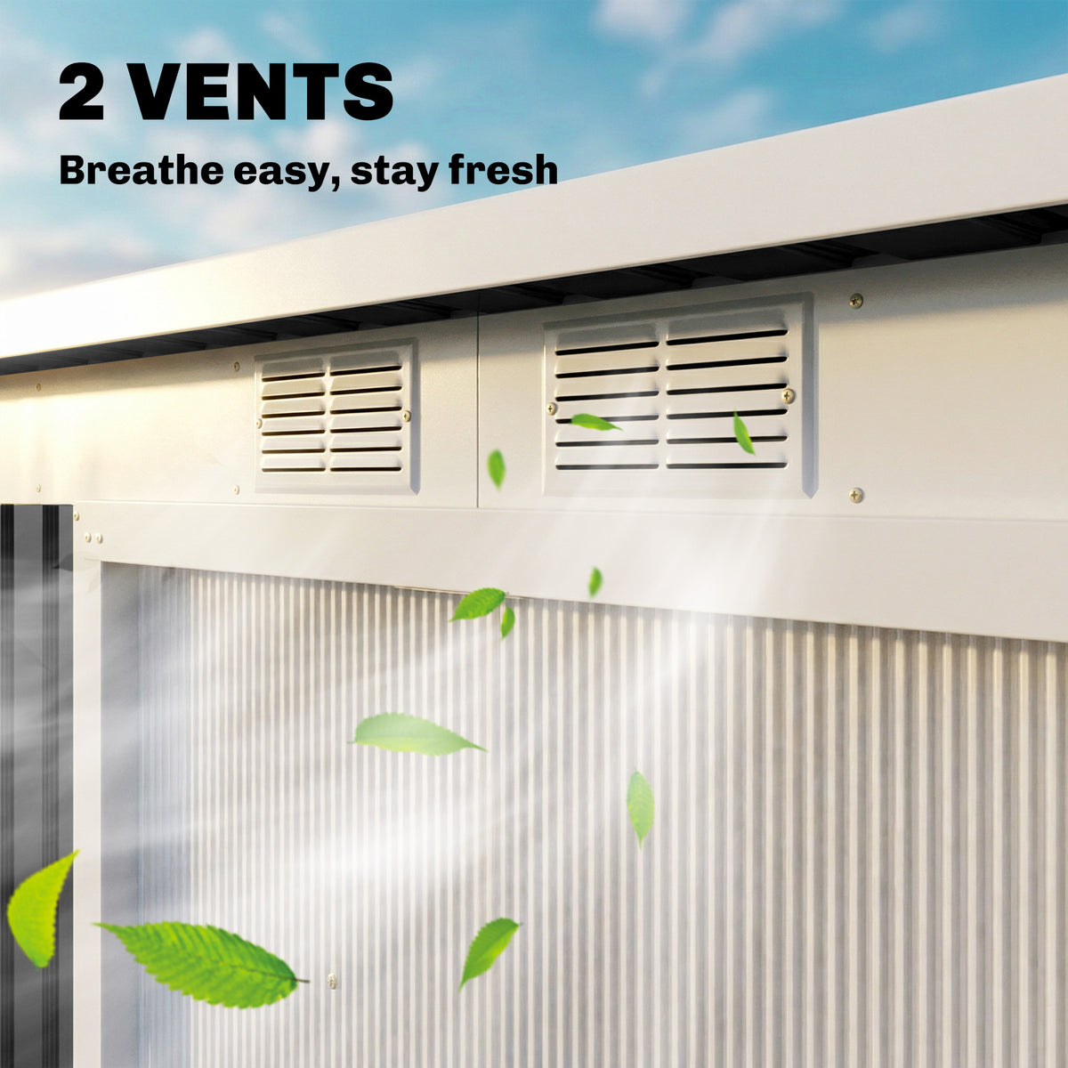 Galvanized Steel Garden Shed with Double Sliding Doors