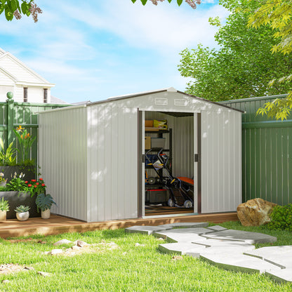 Metal Garden Storage Shed 9.1'x6.4' with Foundation Kit