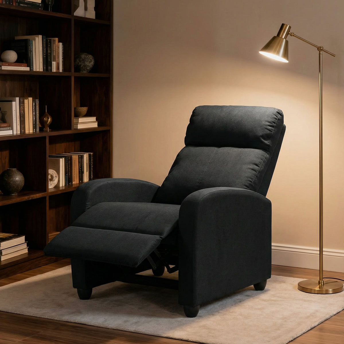 Manual reclining chair padded linen living room
