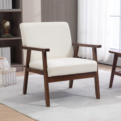 Sillón auxiliar acolchado con reposabrazos de madera