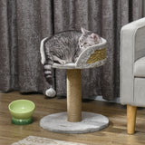 Cat Tree with Scratching Post Toy Ball Perch — Grey