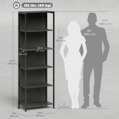 5-Tier Freestanding Bookshelf with LED Lights
