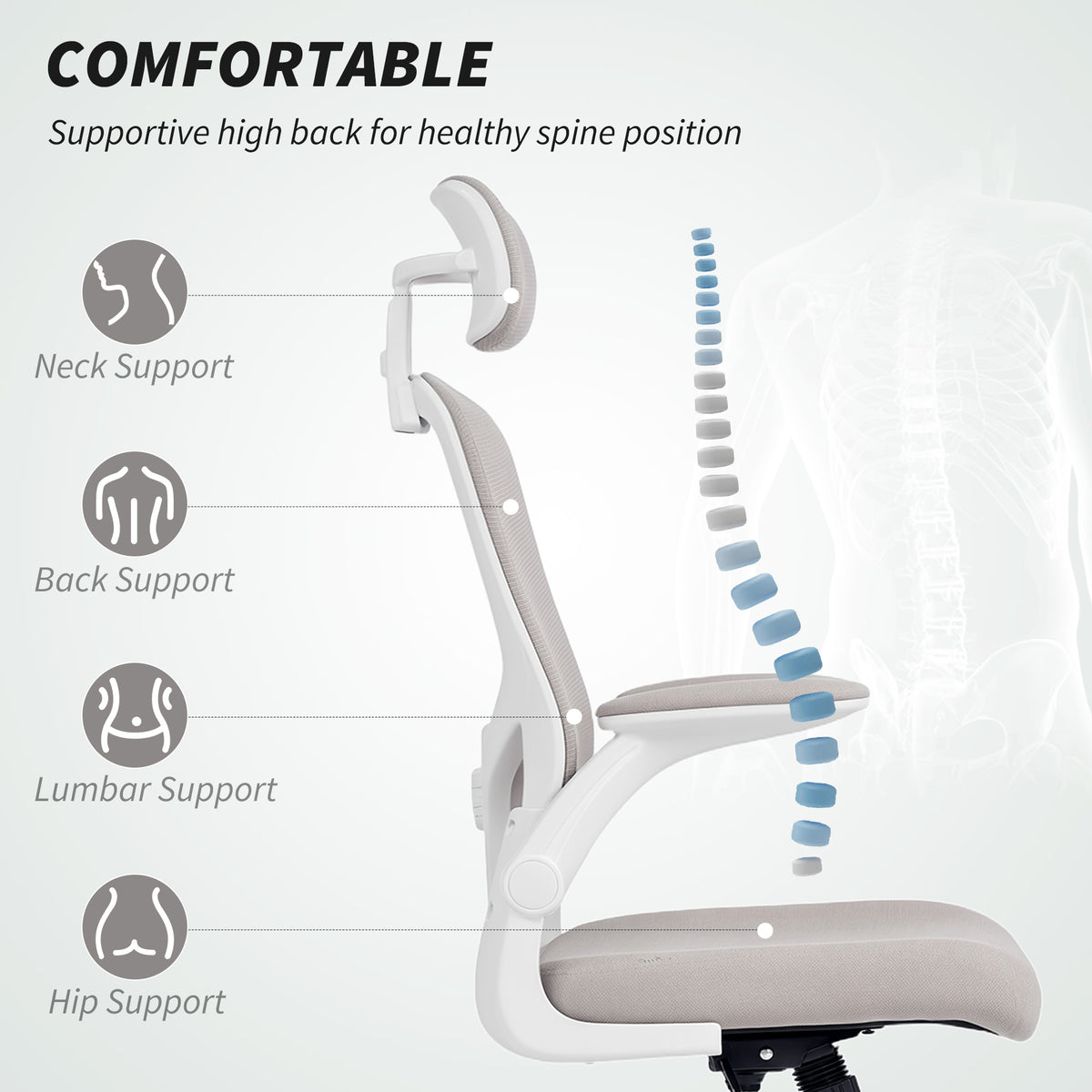 Silla de oficina ergonómica de malla con reposacabezas ajustable