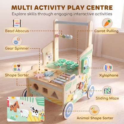Wooden Montessori Baby Push Walker Activity Centre