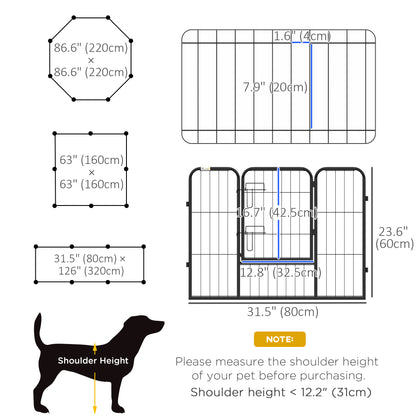 Parque para perros de 8 paneles, 23,5 pulgadas de altura