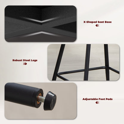 Set of 2 Counter Height Barstools with Backrest