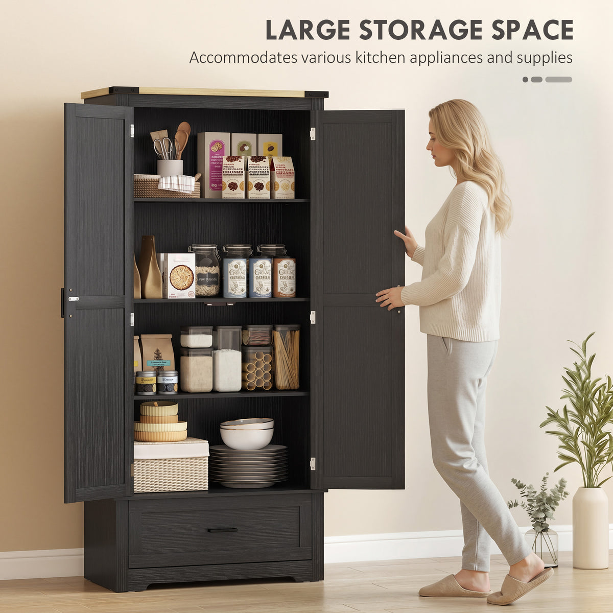 Farmhouse Kitchen Pantry Cabinet 69 in Tall