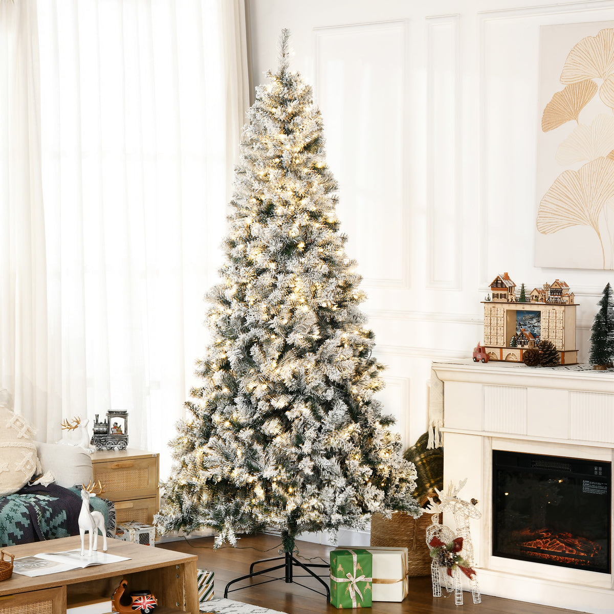 Árbol de Navidad artificial preiluminado de 6 pies LED blanco cálido