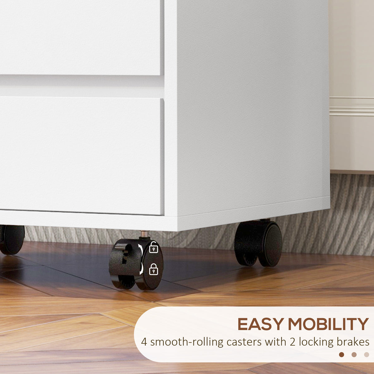 Mobile 4-drawer office filing cabinet