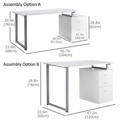 Computer Desk Removable Drawers 47 inches