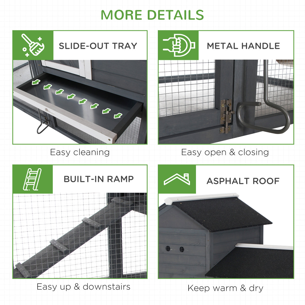 Wooden Chicken Coop with Run and Nesting Box