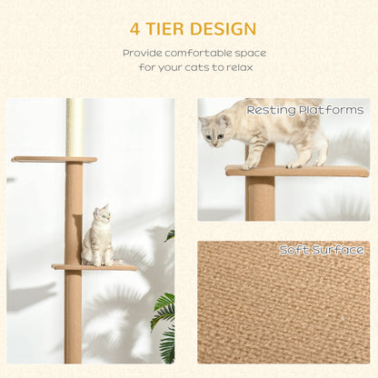 Árbol para gatos ajustable de suelo a techo de 4 niveles