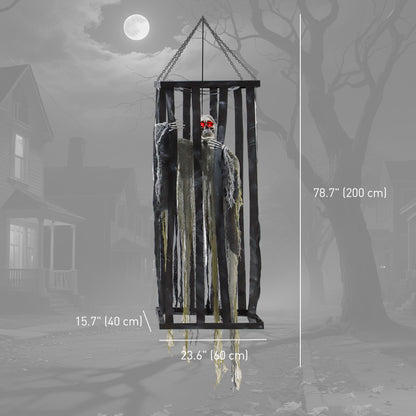Hanging Animated Skeleton Cage Voice-Activated