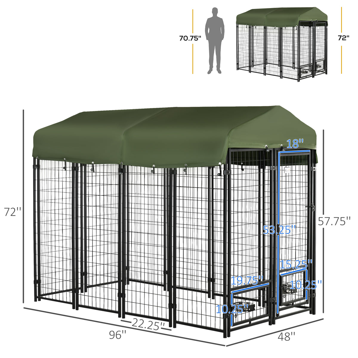 Outdoor dog kennel lockable welded steel playpen