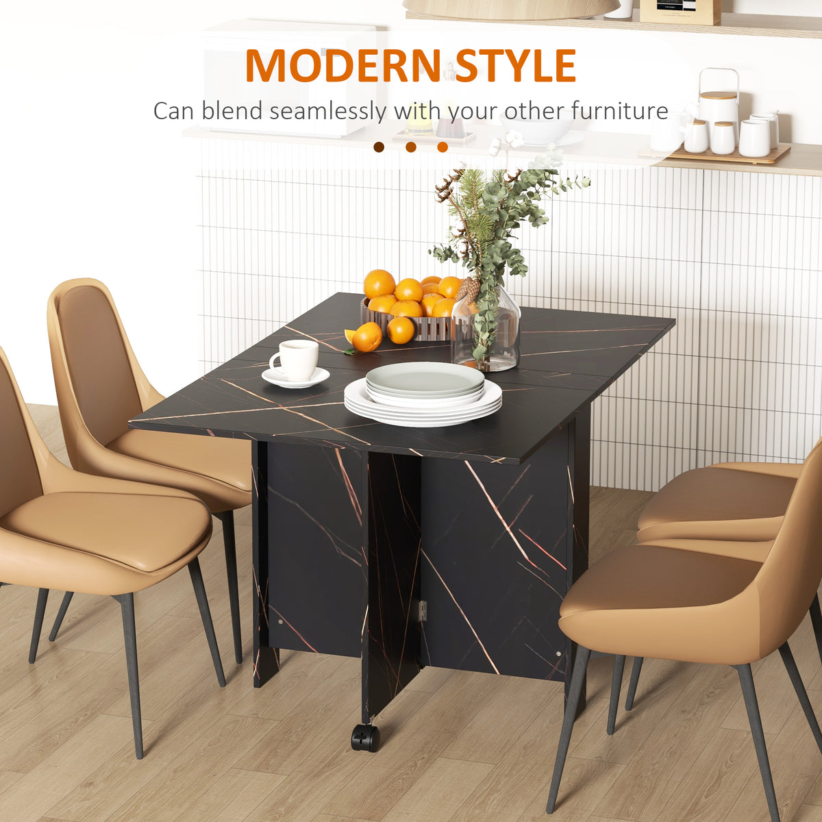Foldable Drop Leaf Dining Table with Wheels