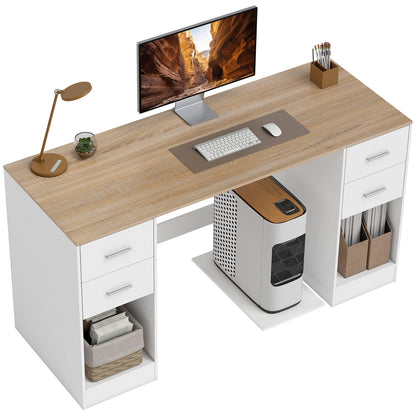 Computer Desk with 4 Drawers and Mobile CPU Stand