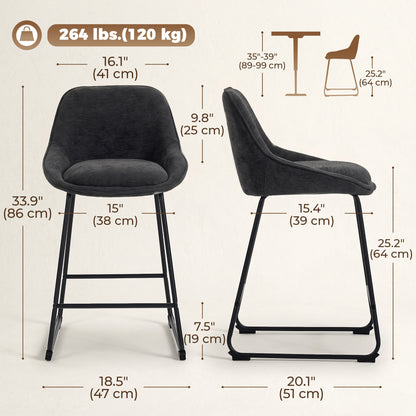 Set of 2 Chenille Bar Stools