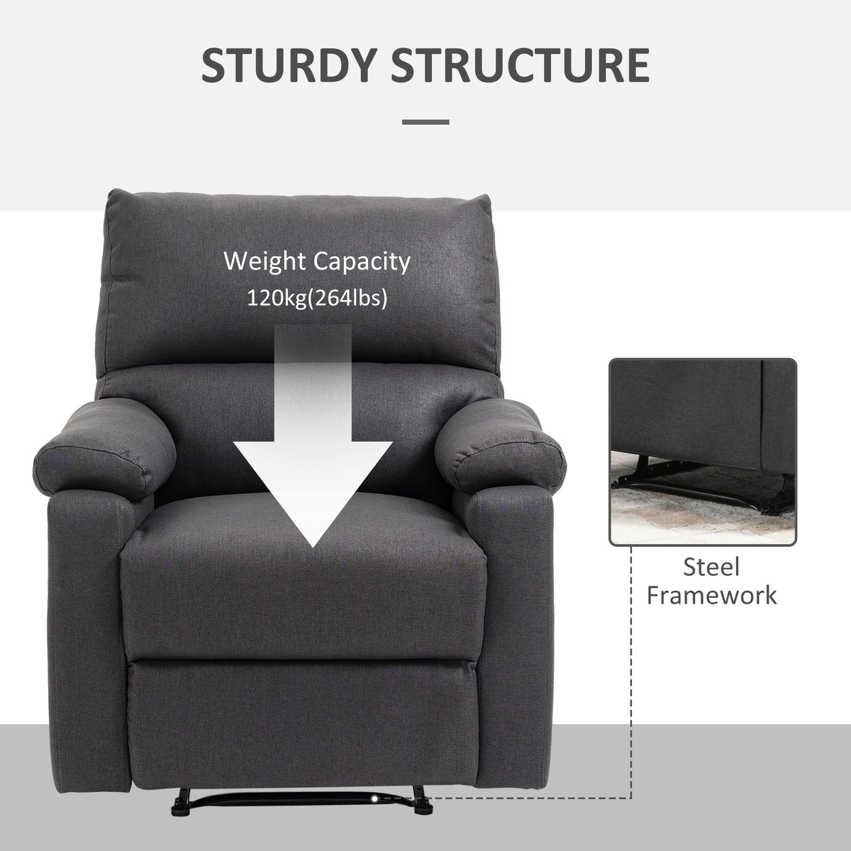 Manual Reclining Chair with Linen Footrest