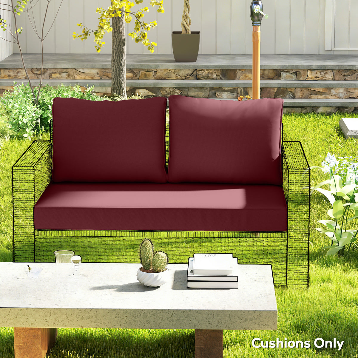3-Piece Loveseat Outdoor Cushion Set
