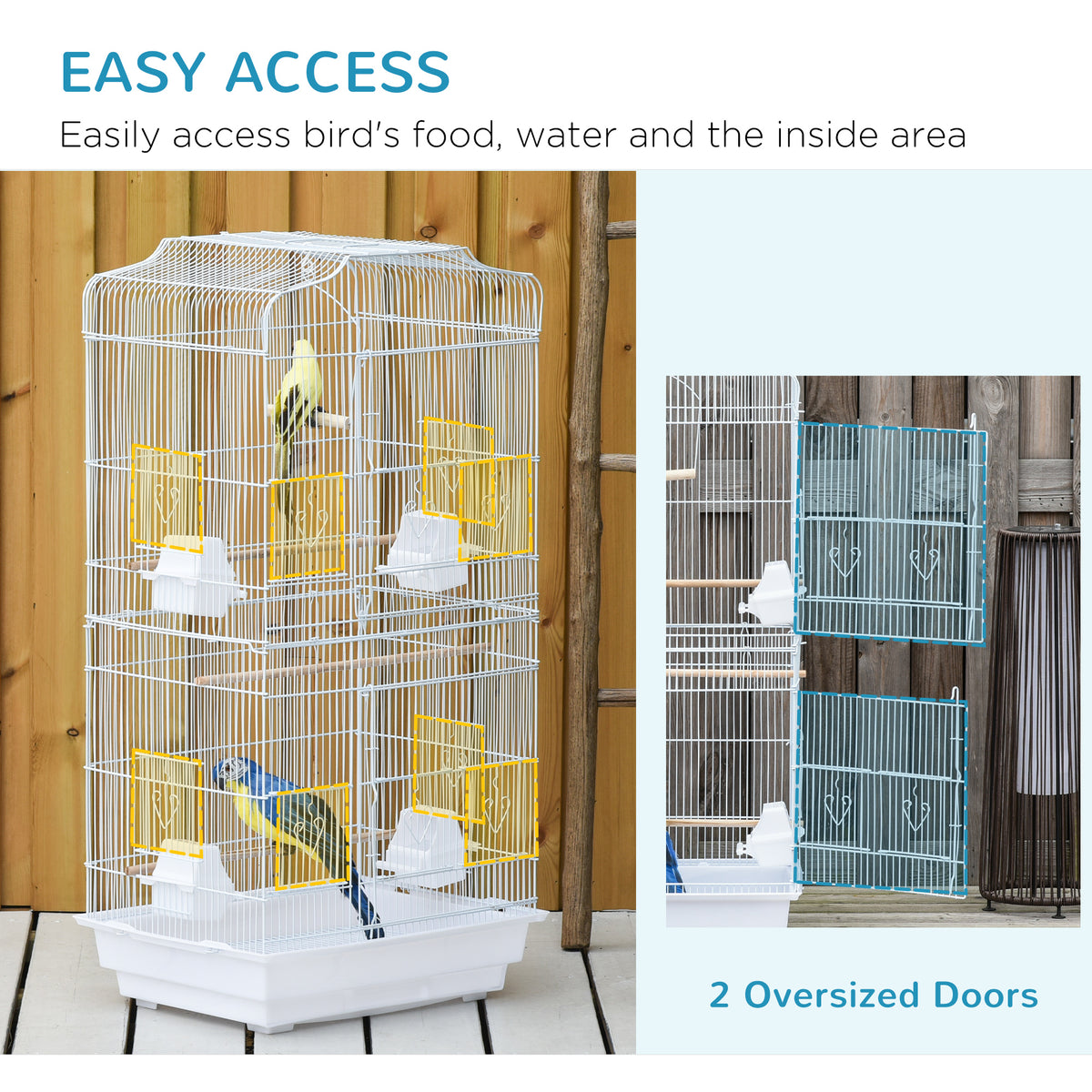 Flight Bird Cage 2 Doors with Perches and Feeders