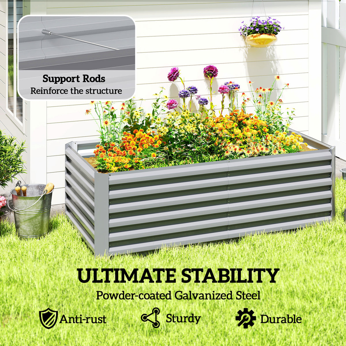 Raised Garden Bed Galvanized Metal 6' × 3'