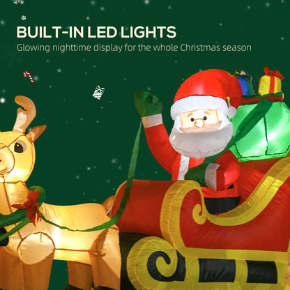 Christmas Inflatable Santa Claus Sleigh and Reindeer 240 cm
