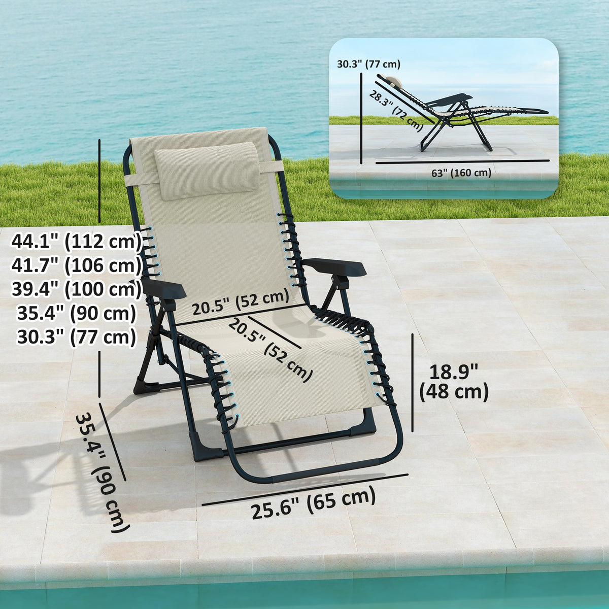 5-Position Zero Gravity Folding Outdoor Lounge Chair
