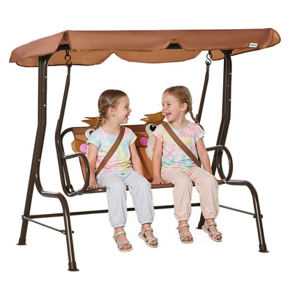 Columpio doble para niños con toldo ajustable